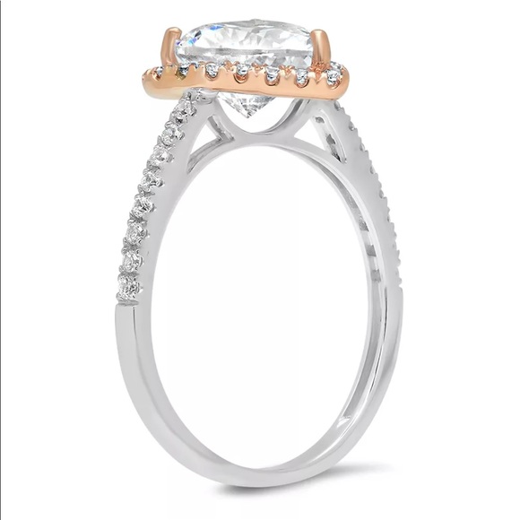 2.24 Ct Heart 14k White & Rose Gold Band - Picture 2 of 2